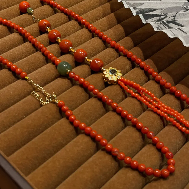Honglangji Southern Red Agate Necklaces Women's-5