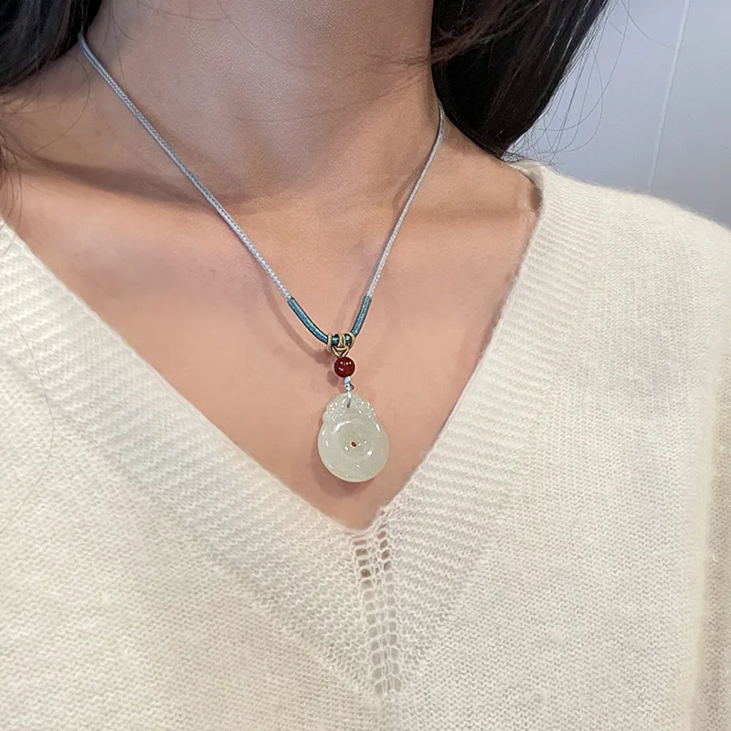 Honglangji Hetian Jade Necklaces White Jade/Pale Greenish White Jade Women's-1
