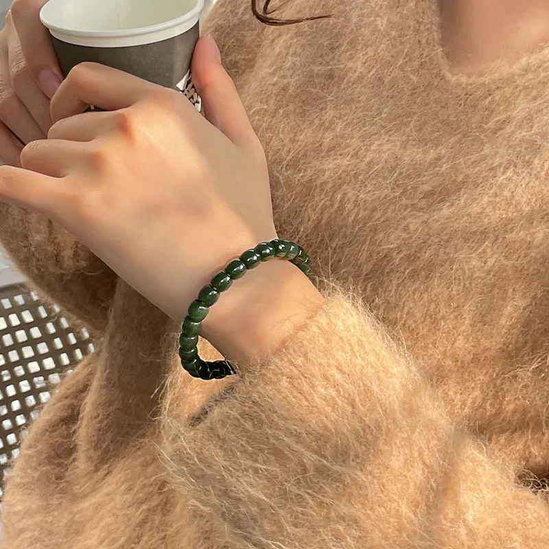 Honglangji Barrel Bead Beaded Bracelet Jasper Women's-5