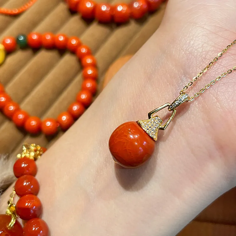 Honglangji Southern Red Agate Necklaces Women's-3