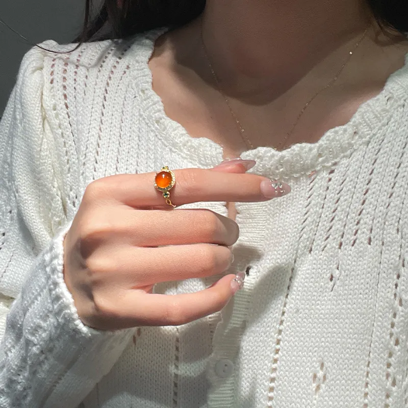 Honglangji Southern Red Agate Rings Women's-2