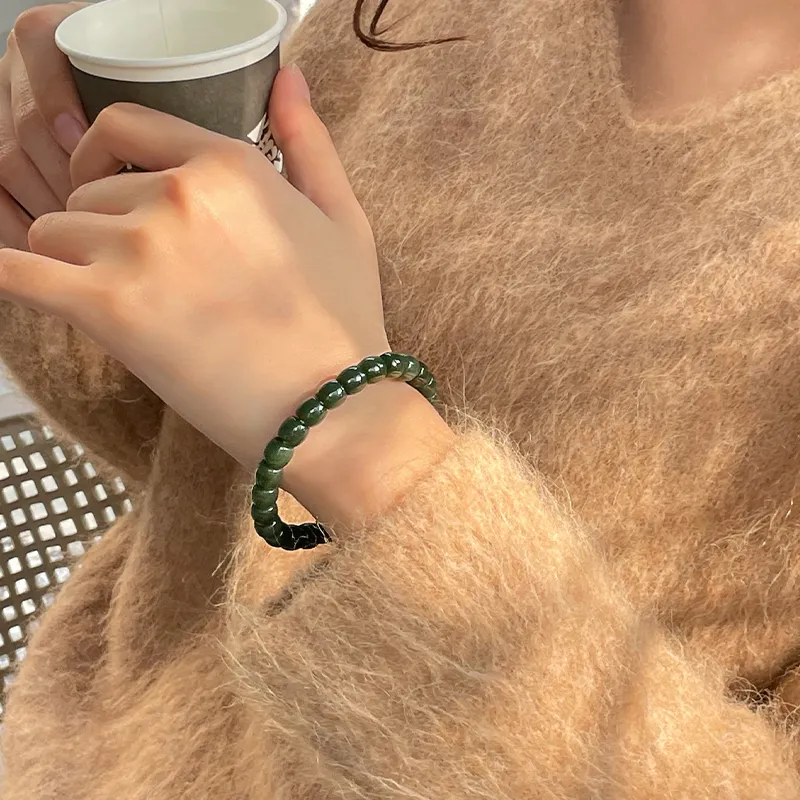 Honglangji Barrel Bead Beaded Bracelet Jasper Women's-4