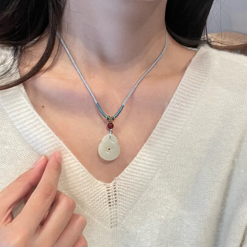 Honglangji Hetian Jade Necklaces White Jade/Pale Greenish White Jade Women's-2