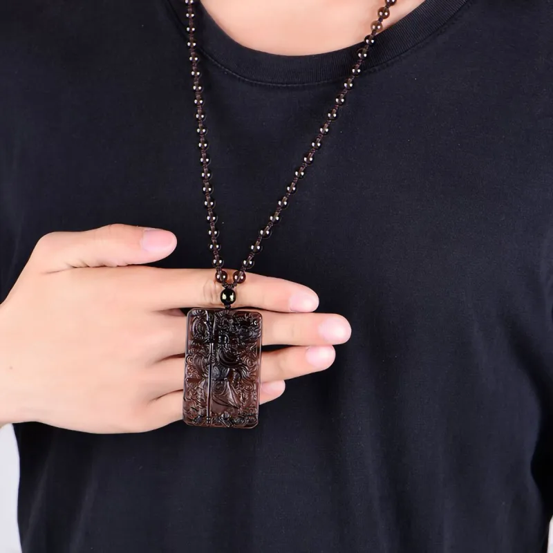 Honglangji Obsidian Necklaces Men's-1
