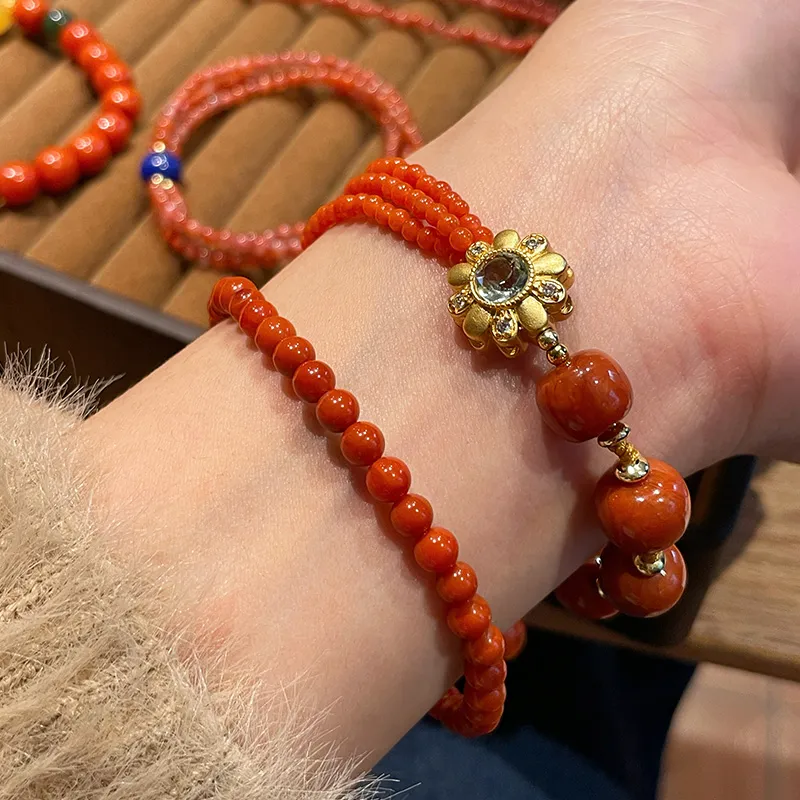 Honglangji Southern Red Agate Necklaces Women's-4