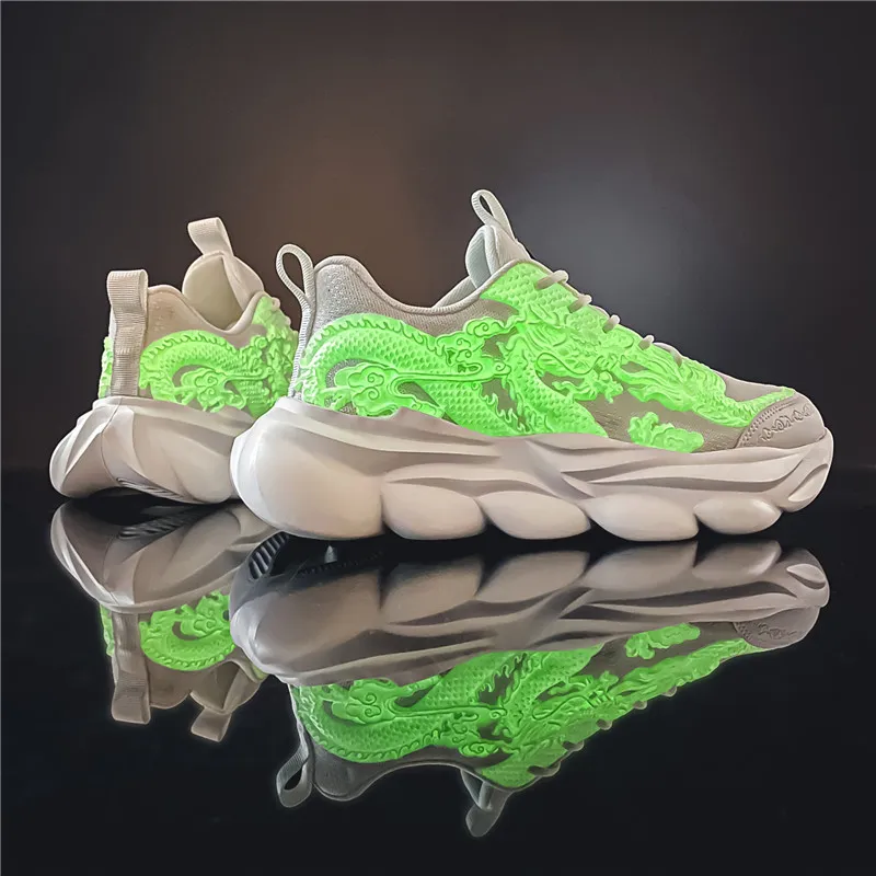 TFKY Year Of The Dragon Comfortable Versatile Platform Height Increasing Cushioning Low Top Chunky Sneakers Men's-22