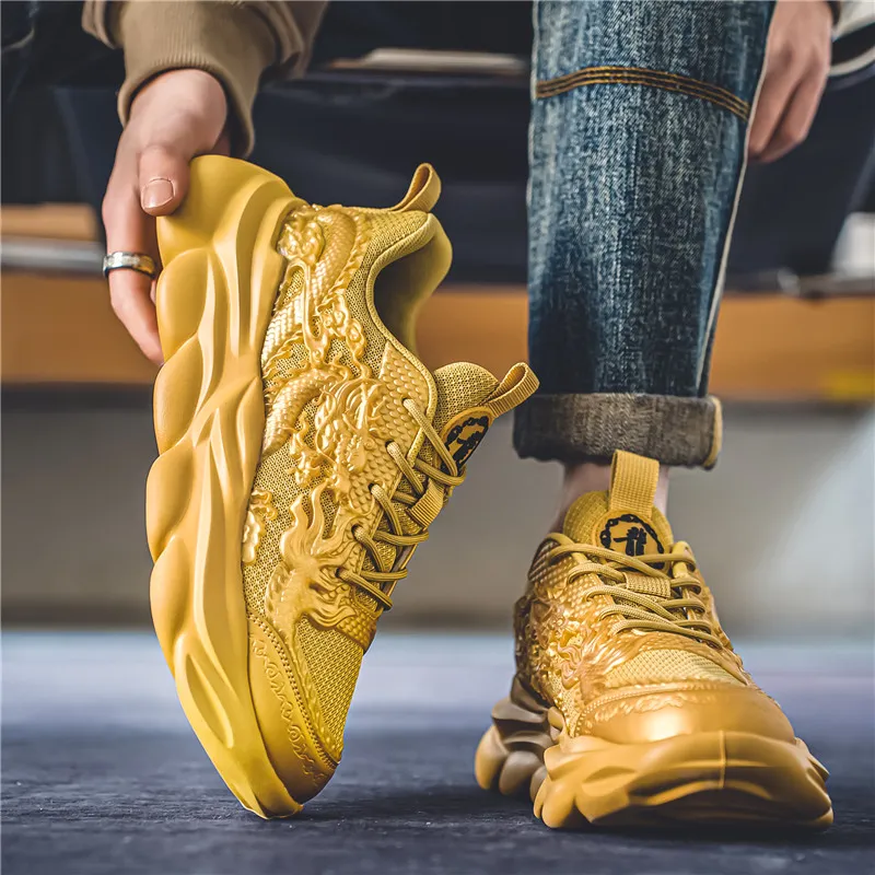 TFKY Year Of The Dragon Comfortable Versatile Platform Height Increasing Cushioning Low Top Chunky Sneakers Men's-45