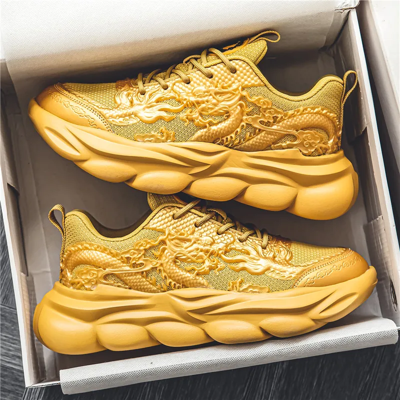 TFKY Year Of The Dragon Comfortable Versatile Platform Height Increasing Cushioning Low Top Chunky Sneakers Men's-53