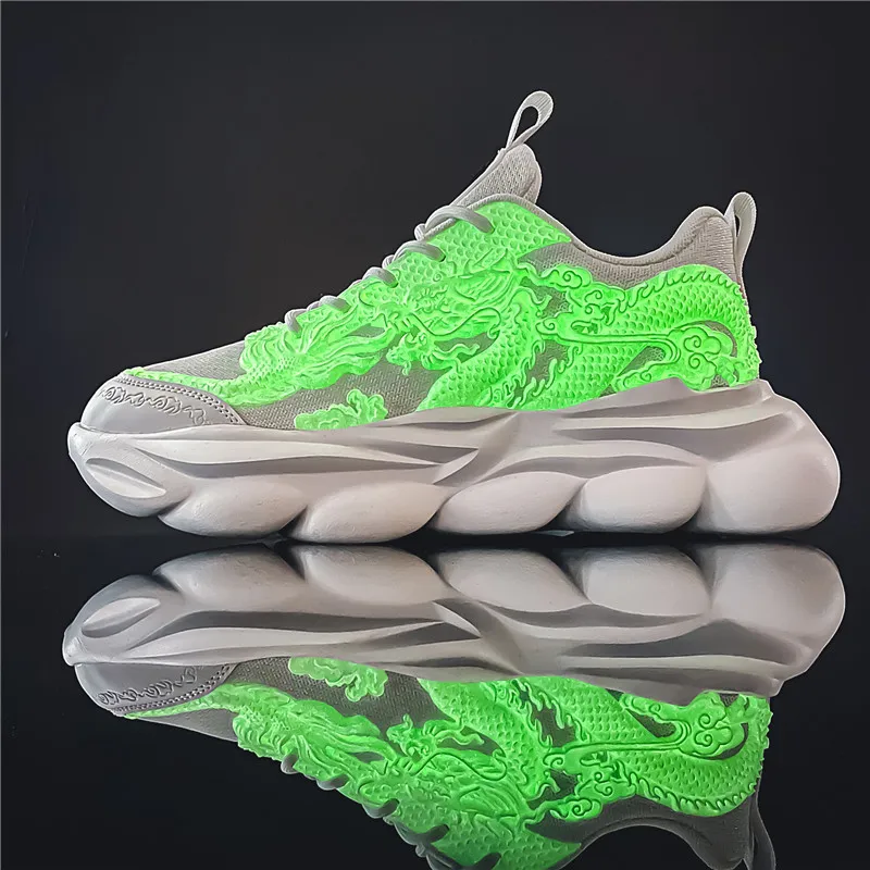 TFKY Year Of The Dragon Comfortable Versatile Platform Height Increasing Cushioning Low Top Chunky Sneakers Men's-20