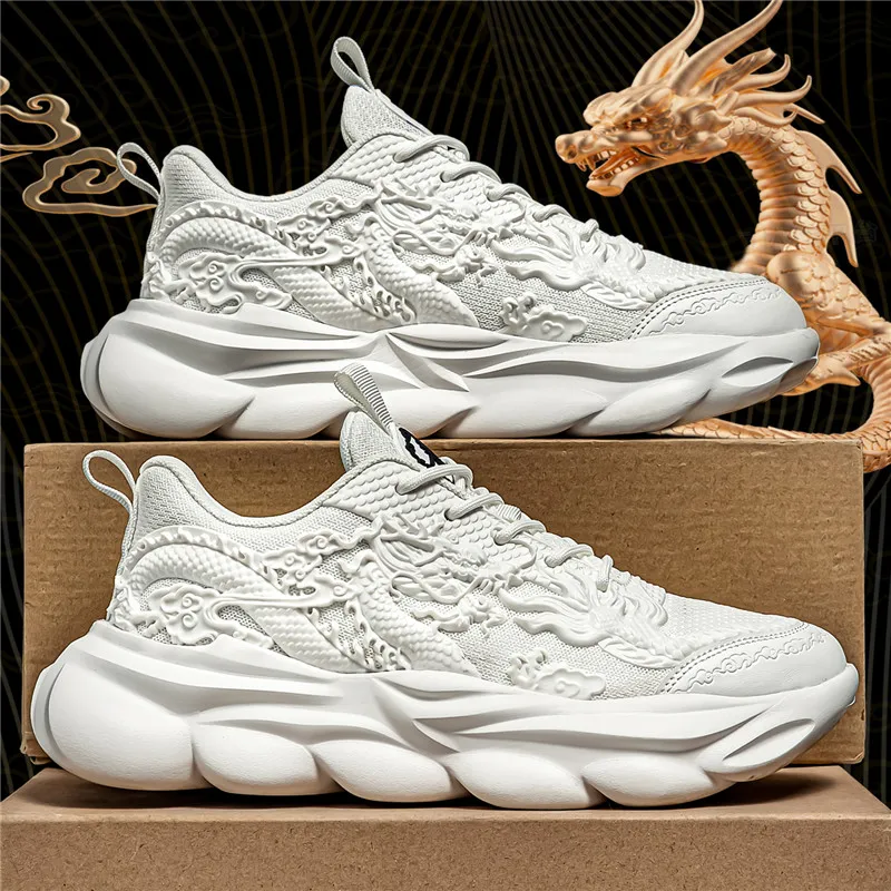 TFKY Year Of The Dragon Comfortable Versatile Platform Height Increasing Cushioning Low Top Chunky Sneakers Men's-2
