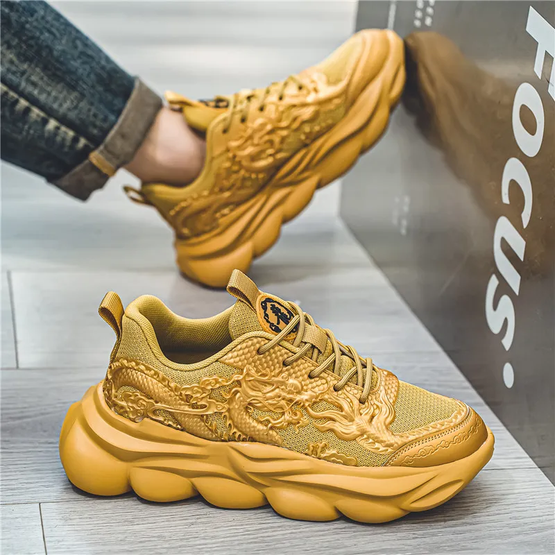 TFKY Year Of The Dragon Comfortable Versatile Platform Height Increasing Cushioning Low Top Chunky Sneakers Men's-43