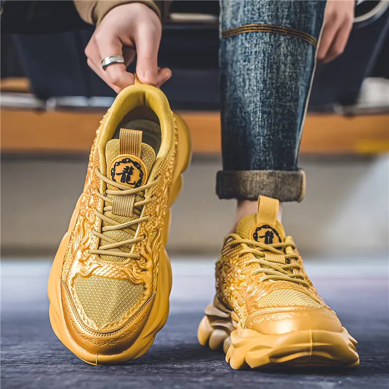 TFKY Year Of The Dragon Comfortable Versatile Platform Height Increasing Cushioning Low Top Chunky Sneakers Men's-44