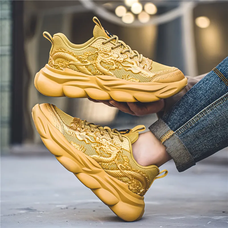 TFKY Year Of The Dragon Comfortable Versatile Platform Height Increasing Cushioning Low Top Chunky Sneakers Men's-47