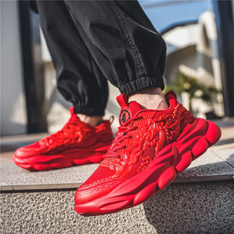 TFKY Year Of The Dragon Comfortable Versatile Platform Height Increasing Cushioning Low Top Chunky Sneakers Men's-67