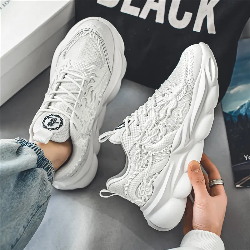 TFKY Year Of The Dragon Comfortable Versatile Platform Height Increasing Cushioning Low Top Chunky Sneakers Men's-3