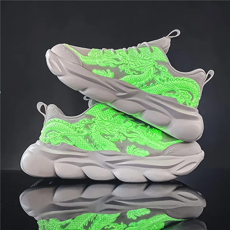 TFKY Year Of The Dragon Comfortable Versatile Platform Height Increasing Cushioning Low Top Chunky Sneakers Men's-21