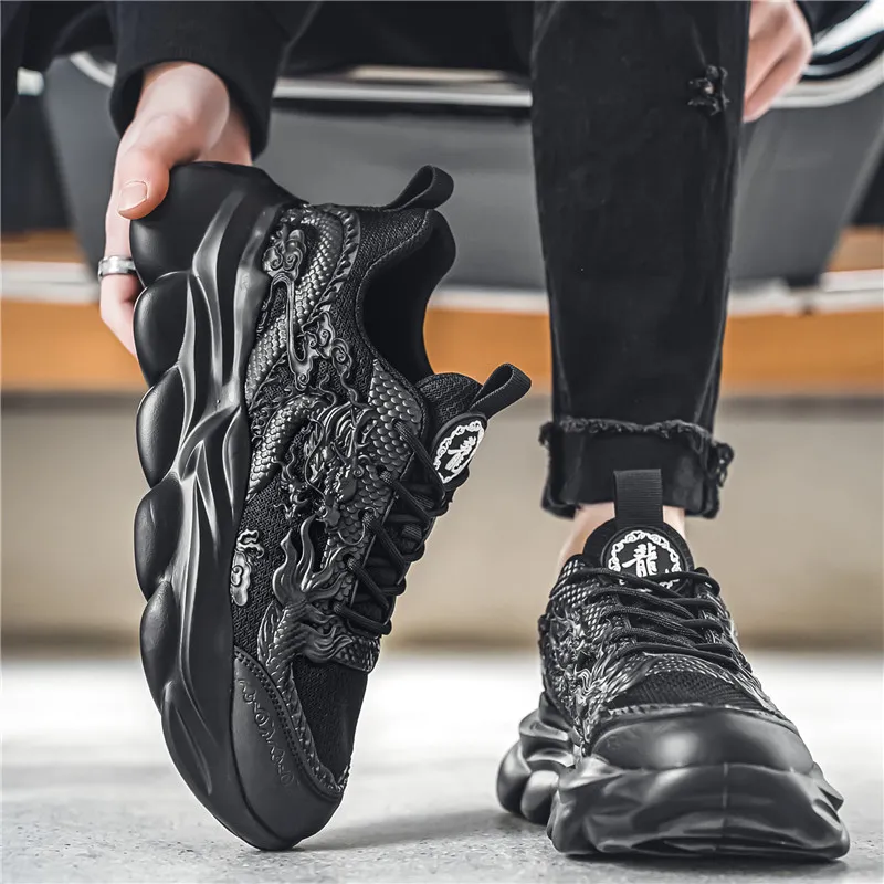 TFKY Year Of The Dragon Comfortable Versatile Platform Height Increasing Cushioning Low Top Chunky Sneakers Men's-31
