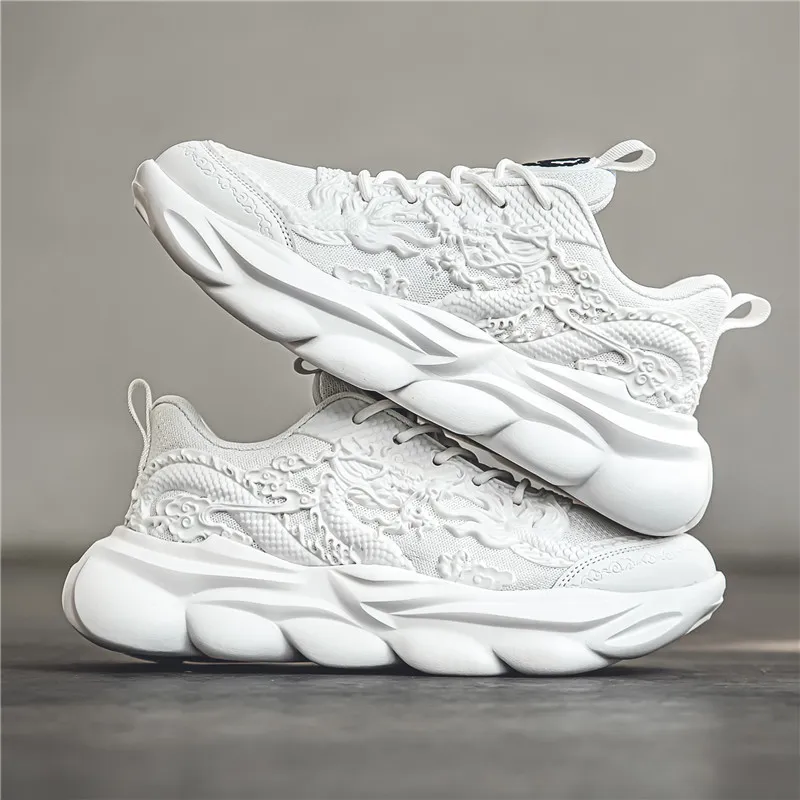 TFKY Year Of The Dragon Comfortable Versatile Platform Height Increasing Cushioning Low Top Chunky Sneakers Men's-16