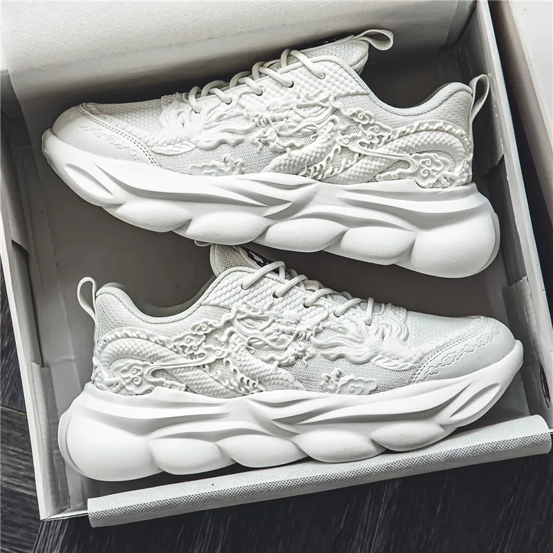 TFKY Year Of The Dragon Comfortable Versatile Platform Height Increasing Cushioning Low Top Chunky Sneakers Men's-14