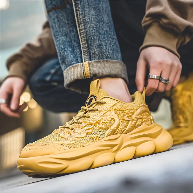 TFKY Year Of The Dragon Comfortable Versatile Platform Height Increasing Cushioning Low Top Chunky Sneakers Men's-49
