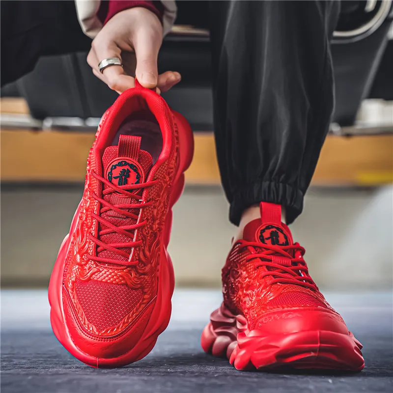 TFKY Year Of The Dragon Comfortable Versatile Platform Height Increasing Cushioning Low Top Chunky Sneakers Men's-60
