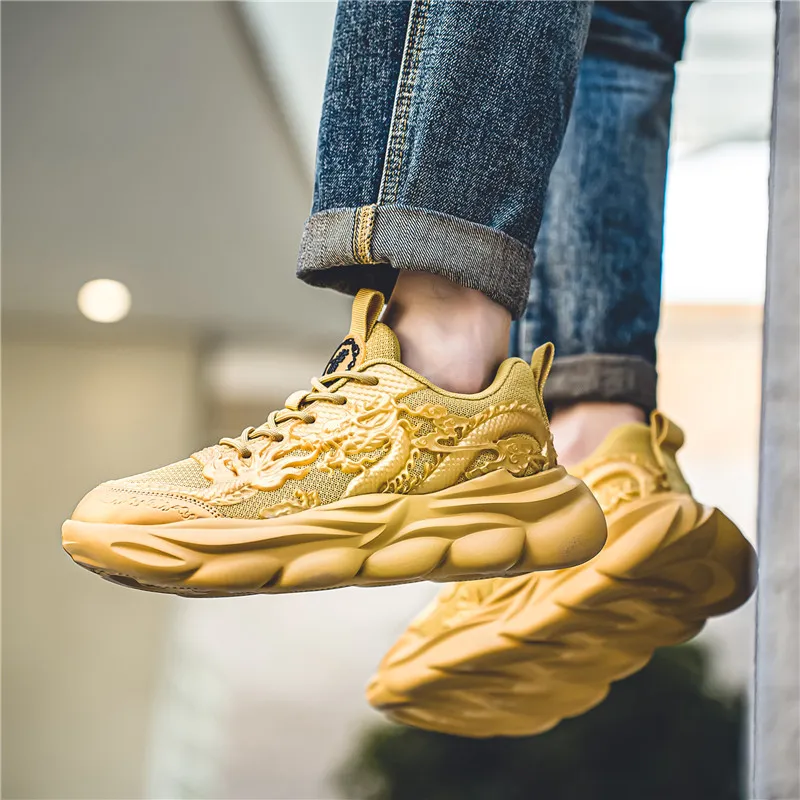 TFKY Year Of The Dragon Comfortable Versatile Platform Height Increasing Cushioning Low Top Chunky Sneakers Men's-50