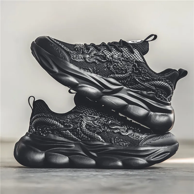 TFKY Year Of The Dragon Comfortable Versatile Platform Height Increasing Cushioning Low Top Chunky Sneakers Men's-39