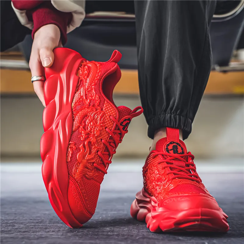 TFKY Year Of The Dragon Comfortable Versatile Platform Height Increasing Cushioning Low Top Chunky Sneakers Men's-61
