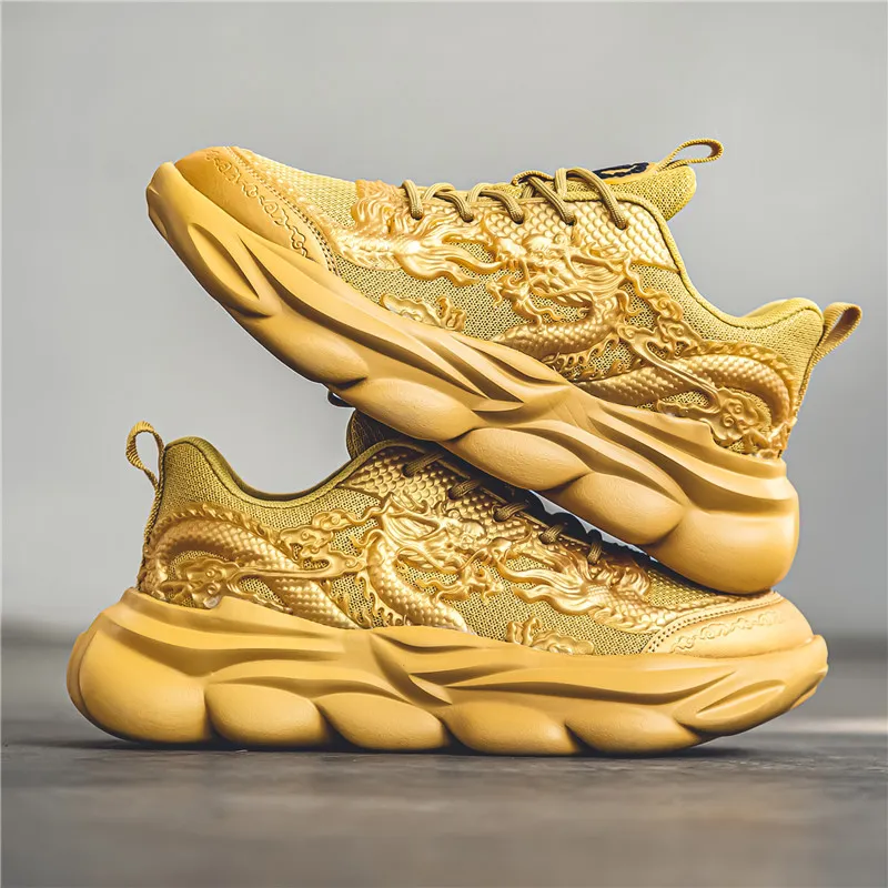 TFKY Year Of The Dragon Comfortable Versatile Platform Height Increasing Cushioning Low Top Chunky Sneakers Men's-55