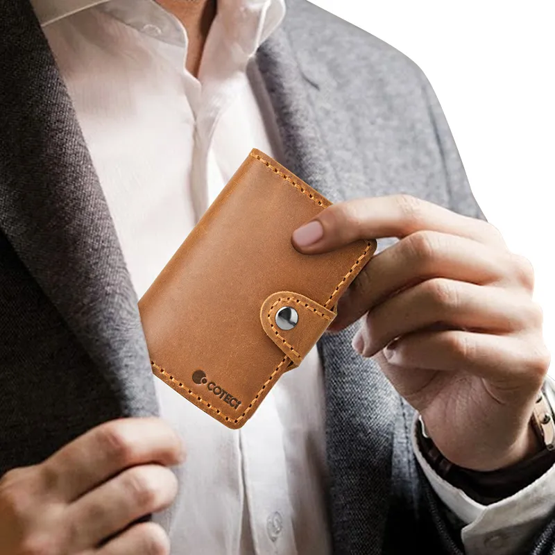 COTECi Top Grain Cow Leather Card Holder Small Size Unisex Black/Brown/Coffee-9