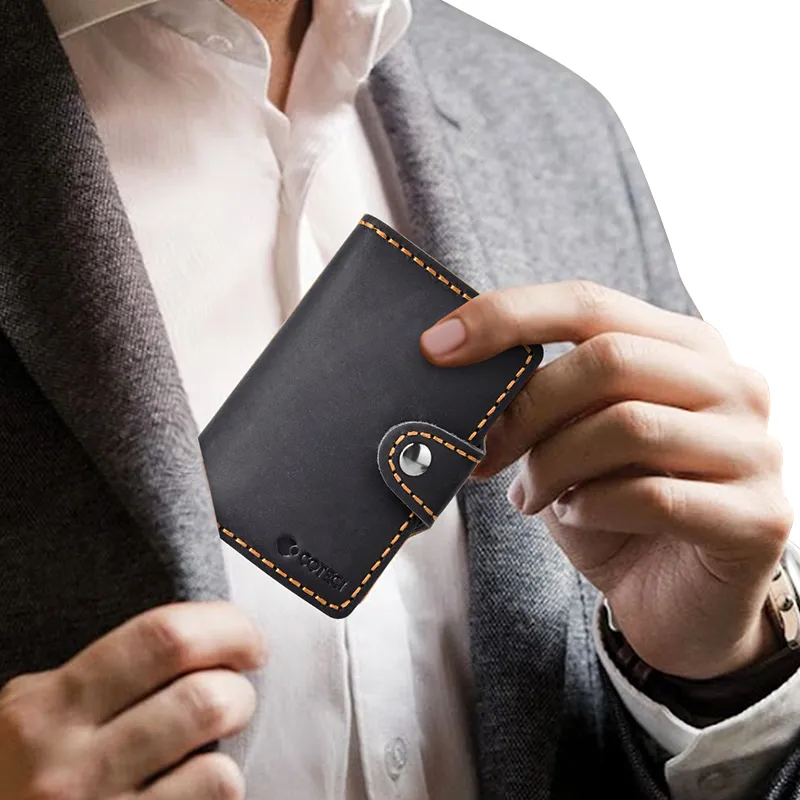 COTECi Top Grain Cow Leather Card Holder Small Size Unisex Black/Brown/Coffee-4