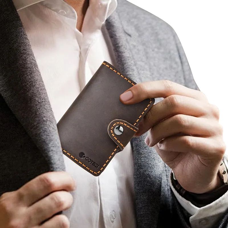 COTECi Top Grain Cow Leather Card Holder Small Size Unisex Black/Brown/Coffee-14
