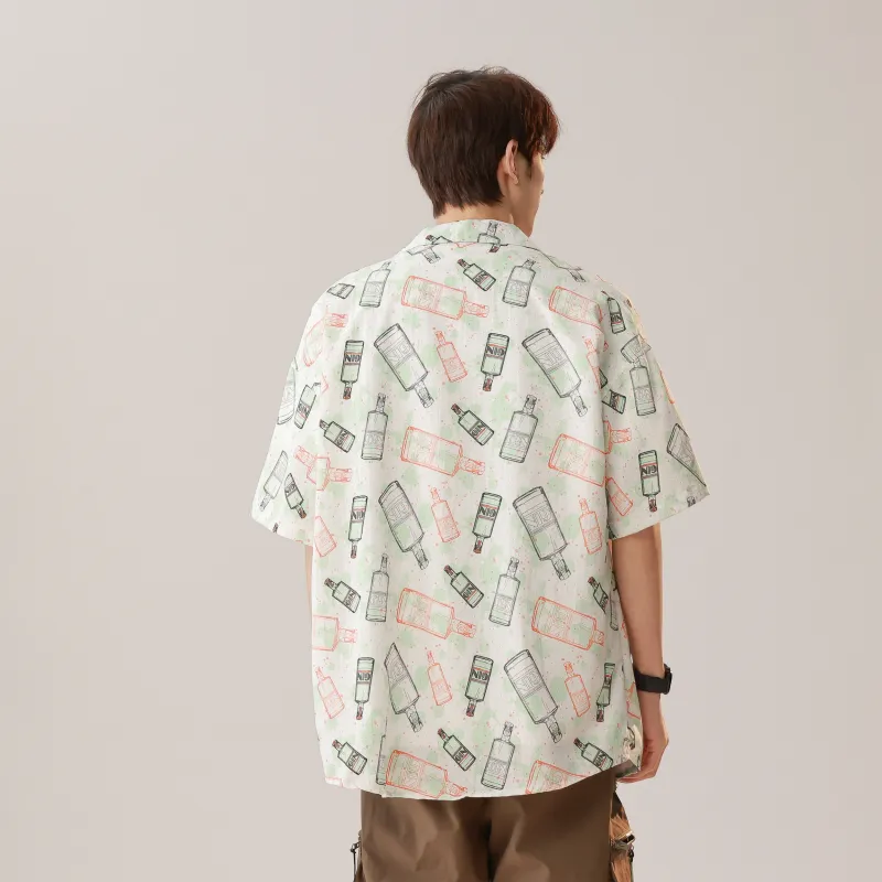 Fashion Versatile Shirt Unisex Madeira Green Color Scheme-3