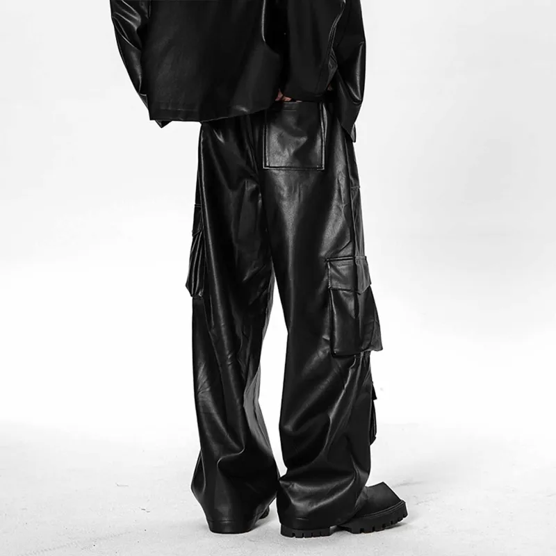 WELTER EXPERIMENT Leather Pants Unisex Black-3