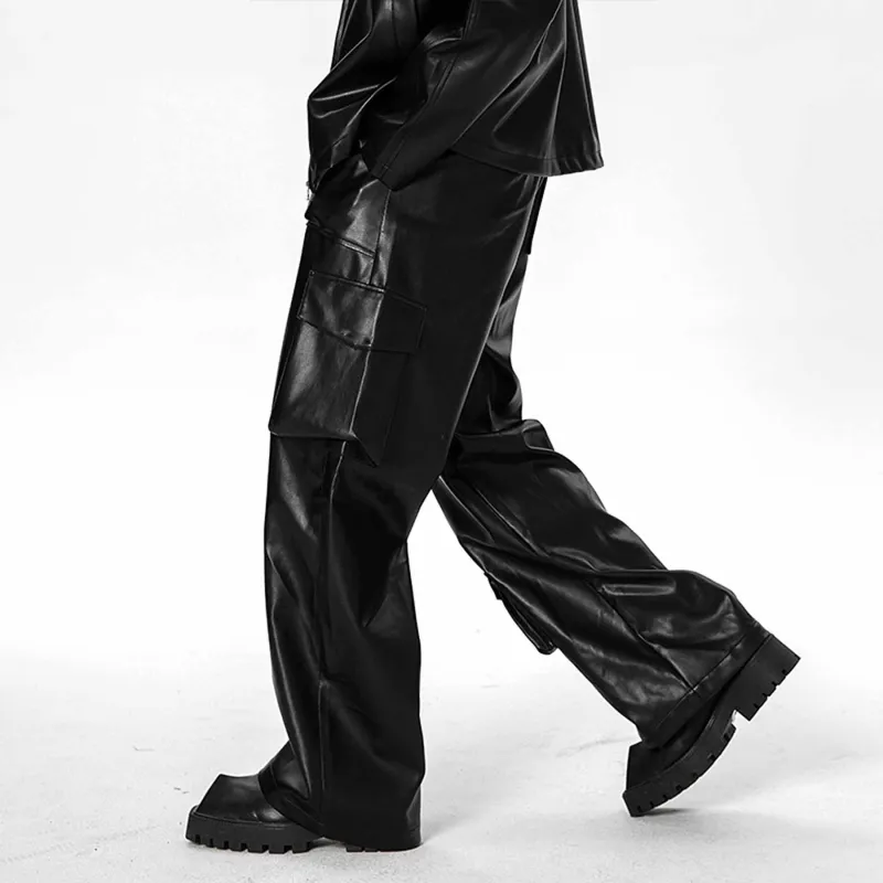 WELTER EXPERIMENT Leather Pants Unisex Black-4