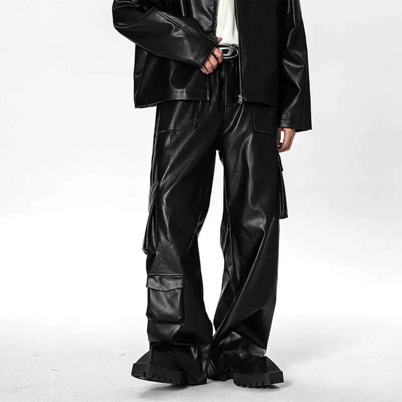 WELTER EXPERIMENT Leather Pants Unisex Black-2