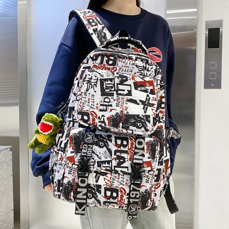 Three Ducklings Nylon Backpack Regular Men's White/Black/Gray/Red/Green-17