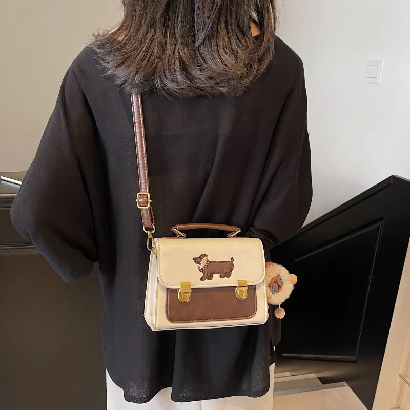 Three Ducklings PU Handbag Women's Ecru/Black/Dark Brown/Coffee-11
