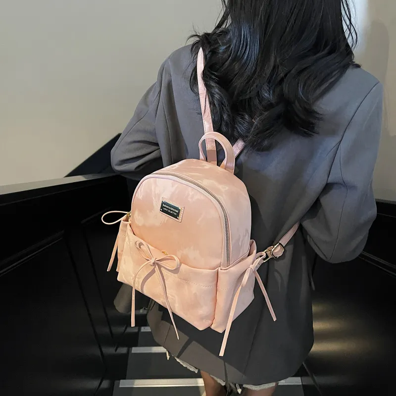 Three Ducklings PU Backpack Women's Ecru/Silver/Pink/Black-9