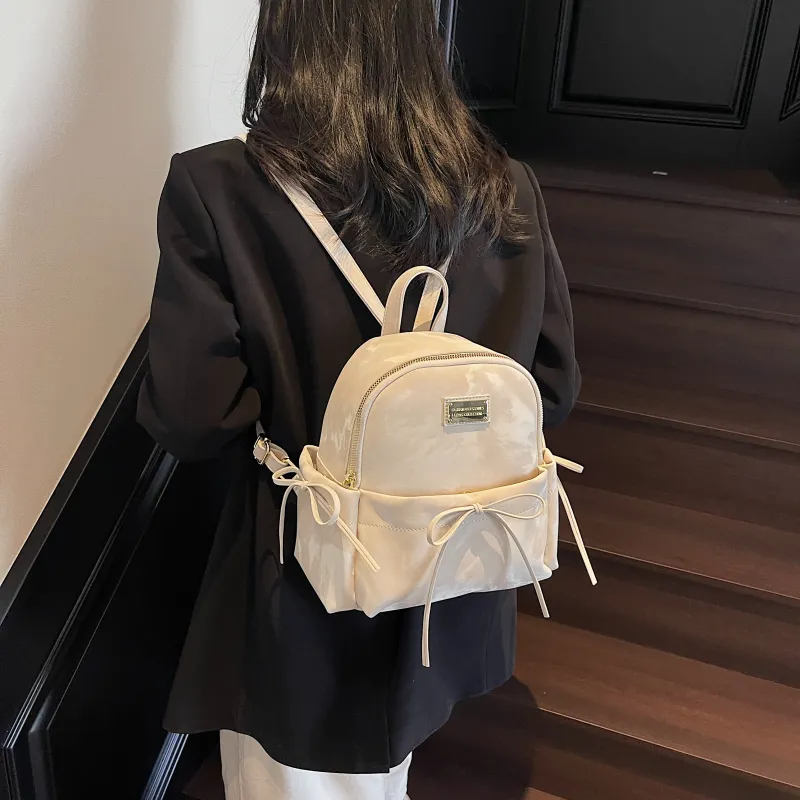 Three Ducklings PU Backpack Women's Ecru/Silver/Pink/Black-2