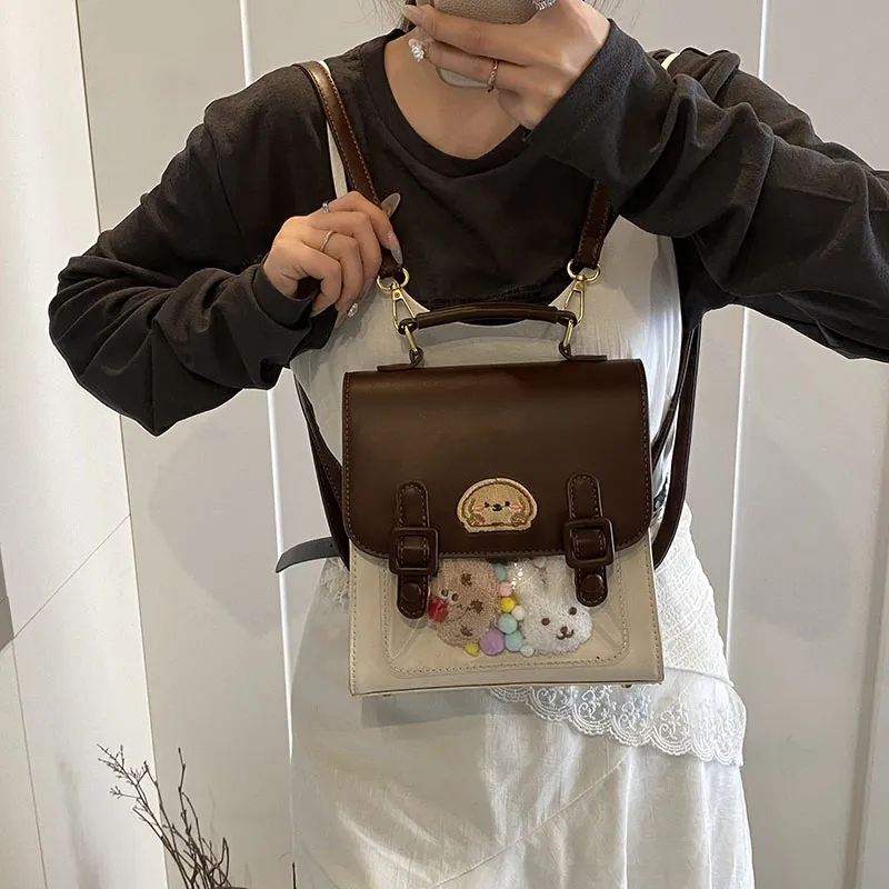 Three Ducklings PU Backpack Regular Women's Ecru/Light Coffee/Coffee/Black-5