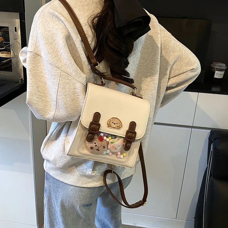 Three Ducklings PU Backpack Regular Women's Ecru/Light Coffee/Coffee/Black-2