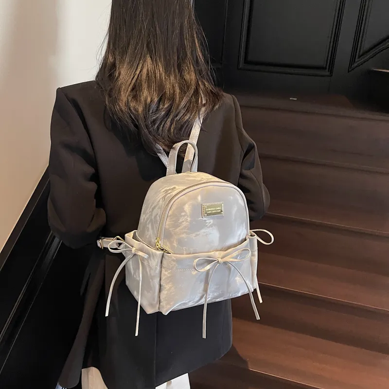 Three Ducklings PU Backpack Women's Ecru/Silver/Pink/Black-5