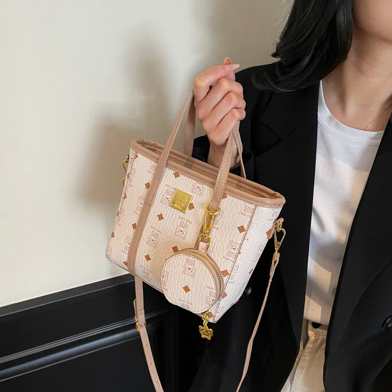 Three Ducklings PU Handbag Women's Ecru/Pink/Brown-1