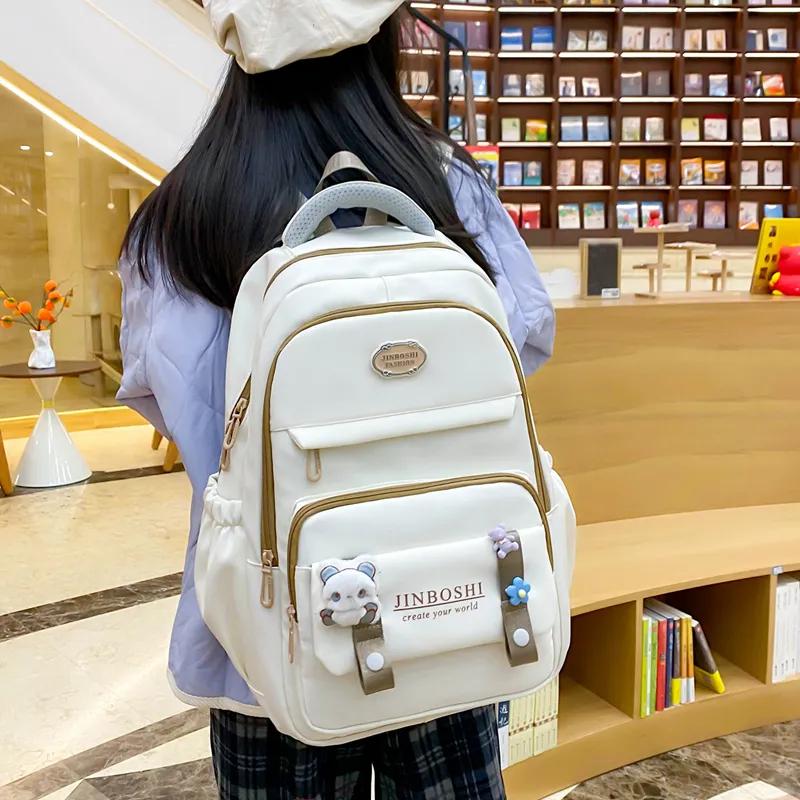 Three Ducklings Nylon Backpack Women's Black Red/Purple White/Blue-13
