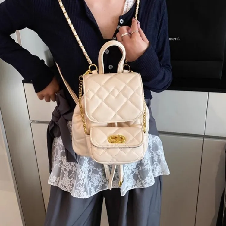 TTaG．baG PU Backpack Women's White/Pink/Black-1