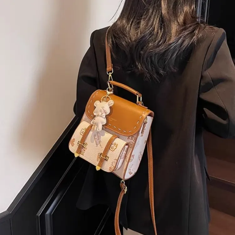 TTaG．baG PU Backpack Regular Women's Brown/Pink/Black/Brown & Ecru-15