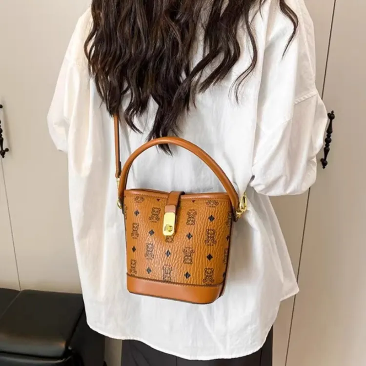 TTaG．baG PU Bucket Bags Crossbody Bag Shoulder Bag Women's Brown-6