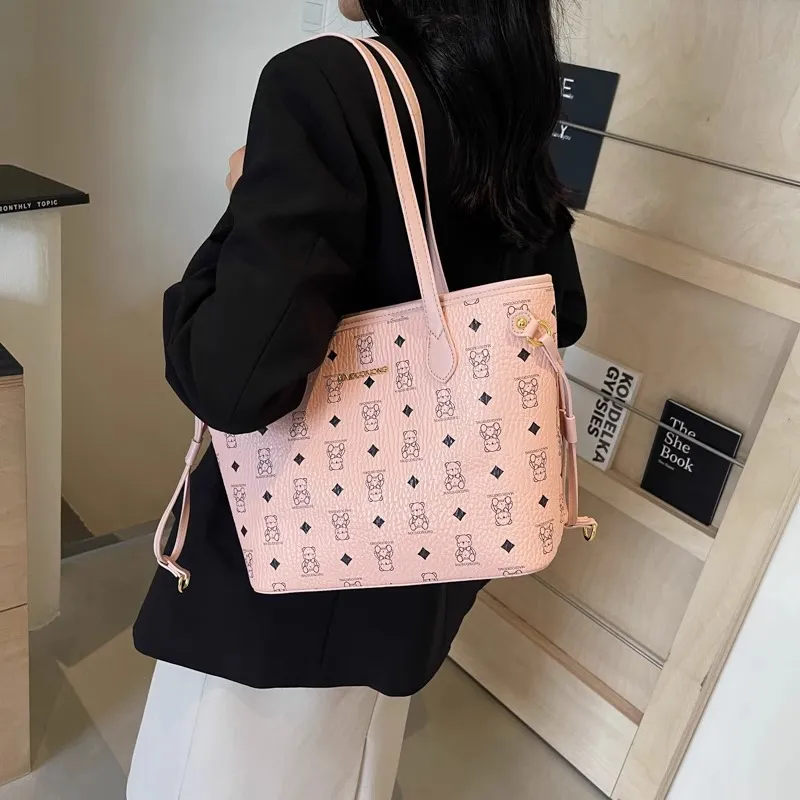 TTaG．baG PU Tote Bag Shopping Bag Crossbody Bag Shoulder Bag Women's Black/White/Pink/Brown/Black White-1