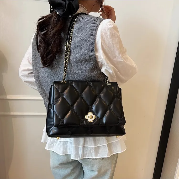 TTaG．baG PU Shoulder Bag Regular Women's Black/Coffee/Pink/White-3